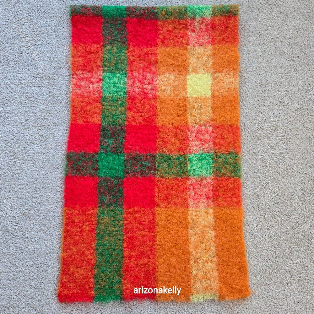 Vibrant Mohair/Wool Scarf Red Green Orange Yellow